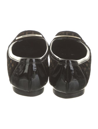 Fendi Zucca FF Logo Velvet Ballet Flats
