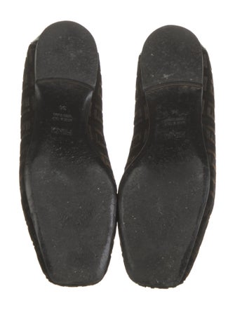 Fendi Zucca FF Logo Velvet Ballet Flats