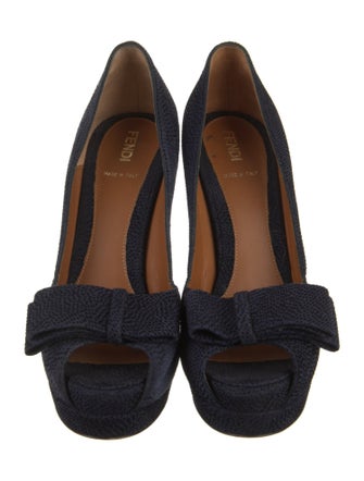 Fendi Suede Bow Accents Pumps