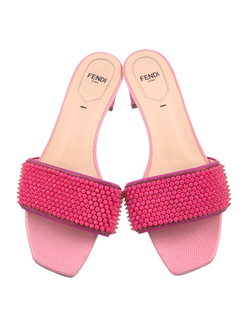 Fendi Lizard Beaded Accents Slides