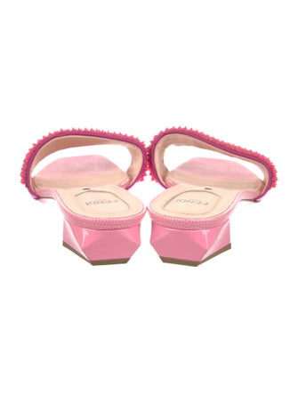Fendi Lizard Beaded Accents Slides