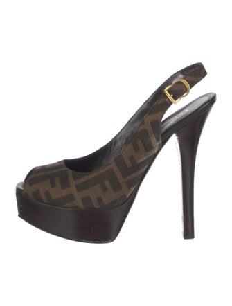 Fendi Zucca FF Logo Printed Slingback Pumps