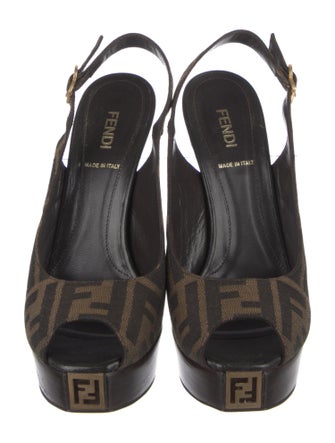 Fendi Zucca FF Logo Printed Slingback Pumps
