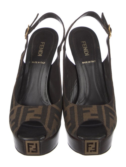 Fendi Zucca FF Logo Printed Slingback Pumps