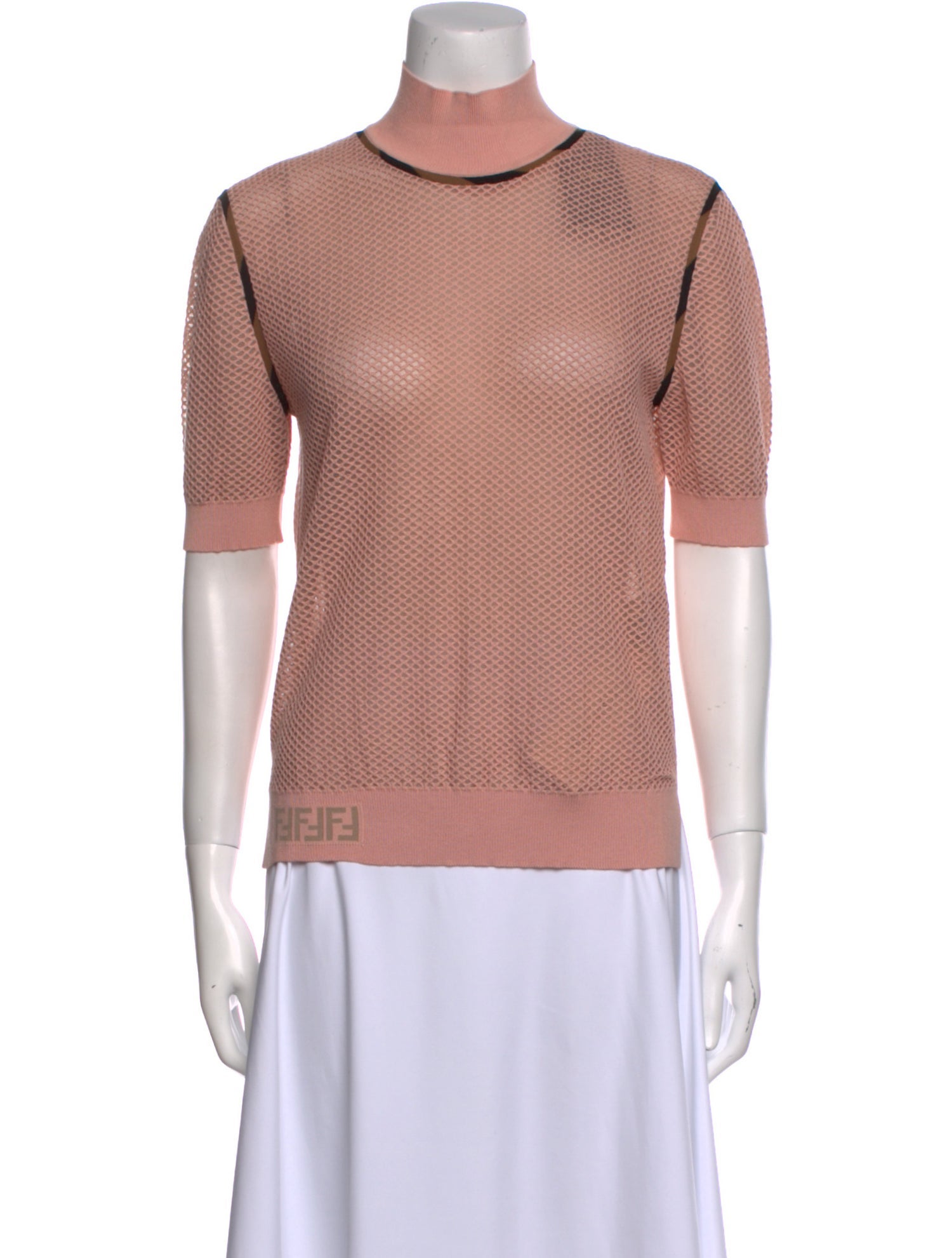 Fendi Turtleneck Short Sleeve Top