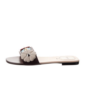 Fendi Leather Studded Accents Slides
