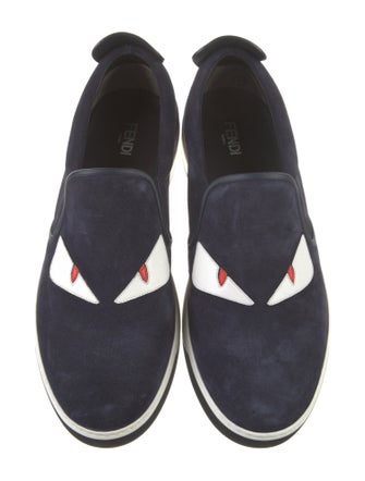 Fendi Monsters Motif Suede Sneakers