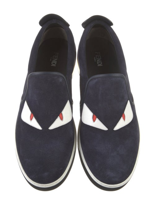 Fendi Monsters Motif Suede Sneakers
