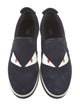 Fendi Monsters Motif Suede Sneakers