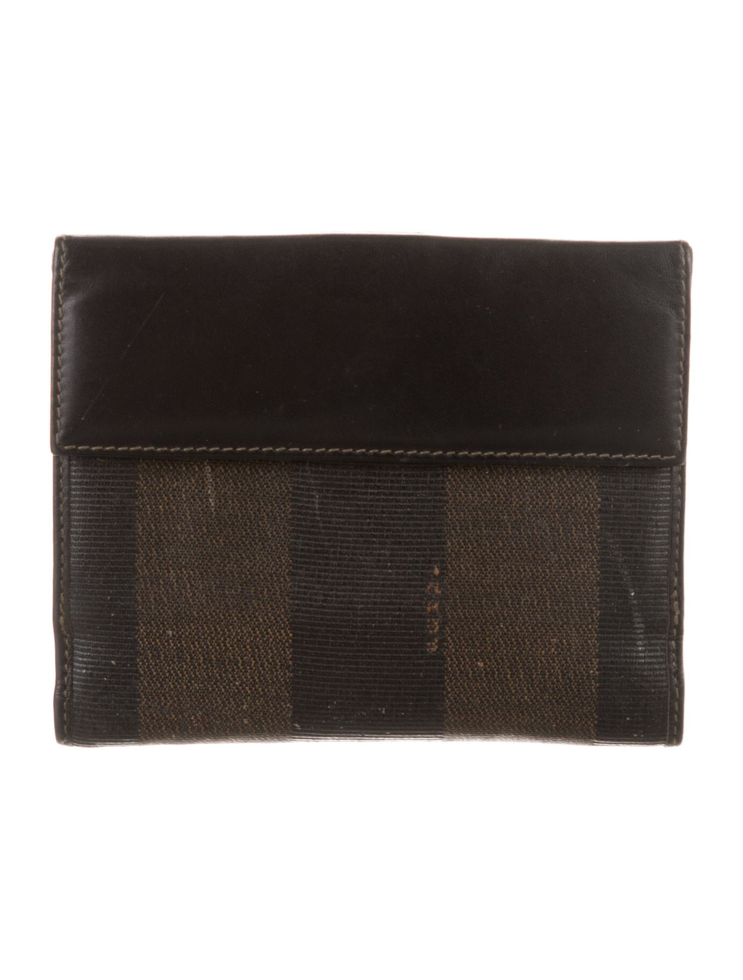 Fendi Vintage Compact Wallet Pequin Pattern Compact Wallet