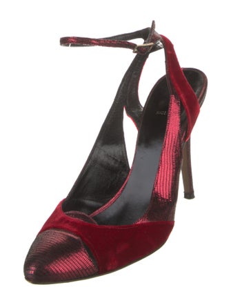 Fendi Suede Cutout Accent Slingback Pumps