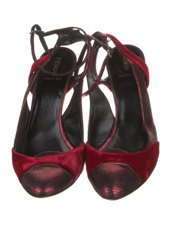 Fendi Suede Cutout Accent Slingback Pumps