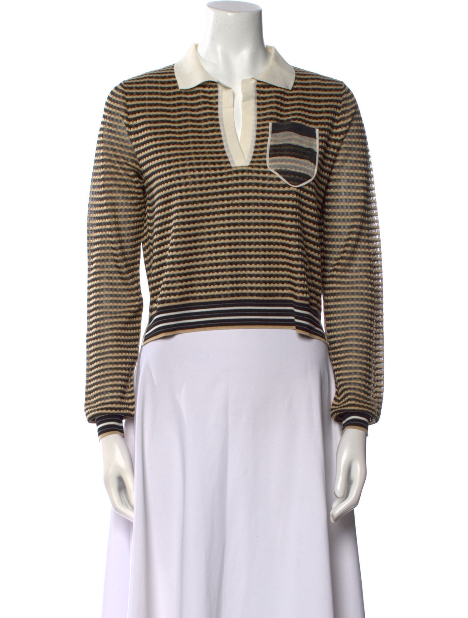 Fendi Striped V-Neck Crop Top