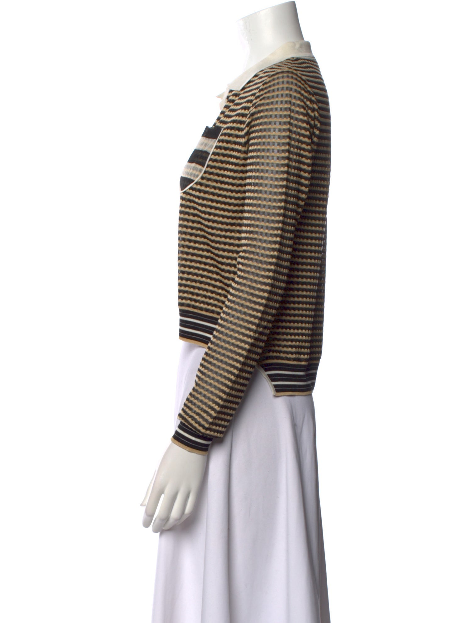 Fendi Striped V-Neck Crop Top