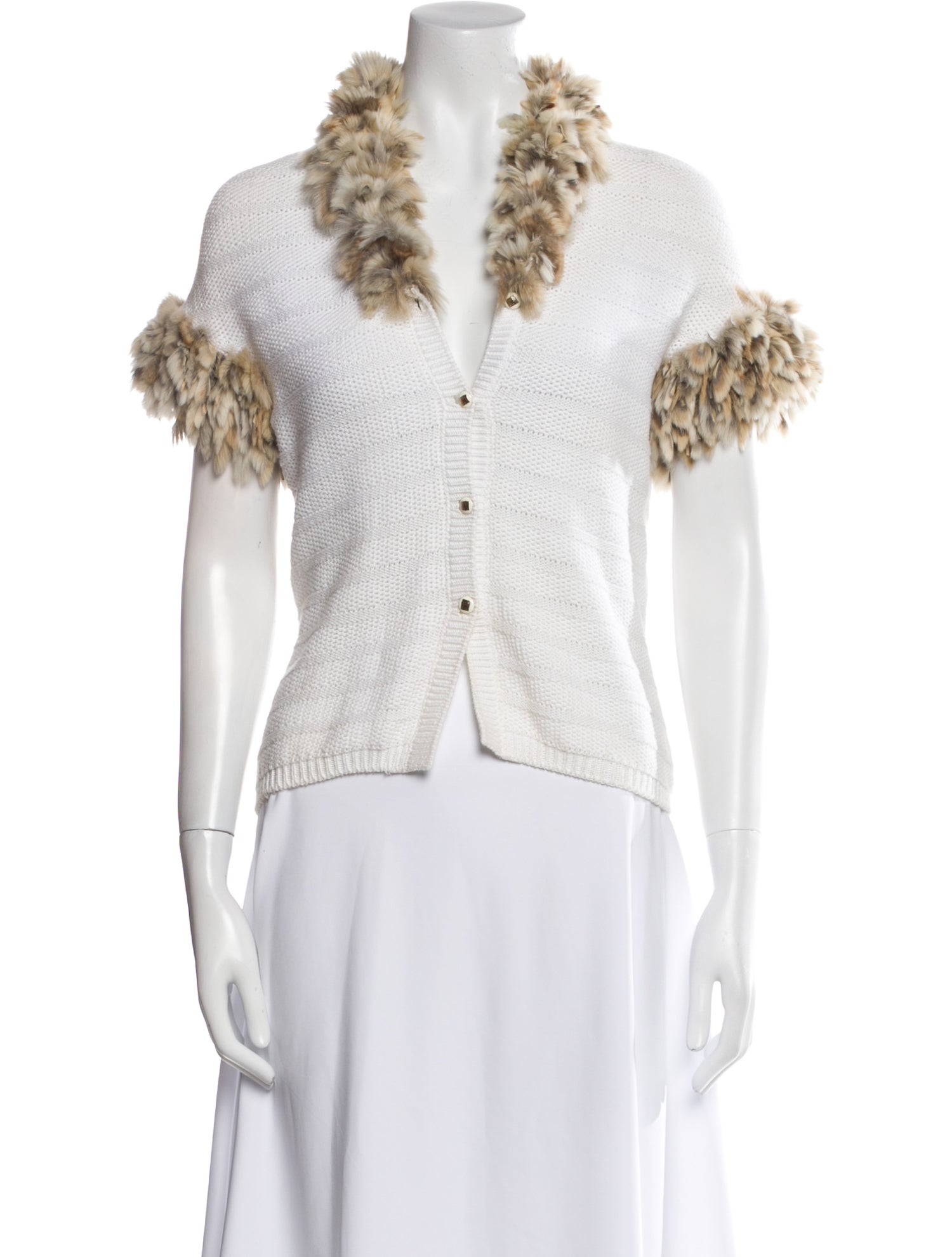 Fendi V-Neck Short Sleeve Crop Top