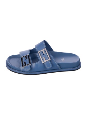 Fendi Zucca FF Logo Leather Slides