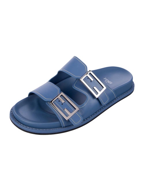 Fendi Zucca FF Logo Leather Slides