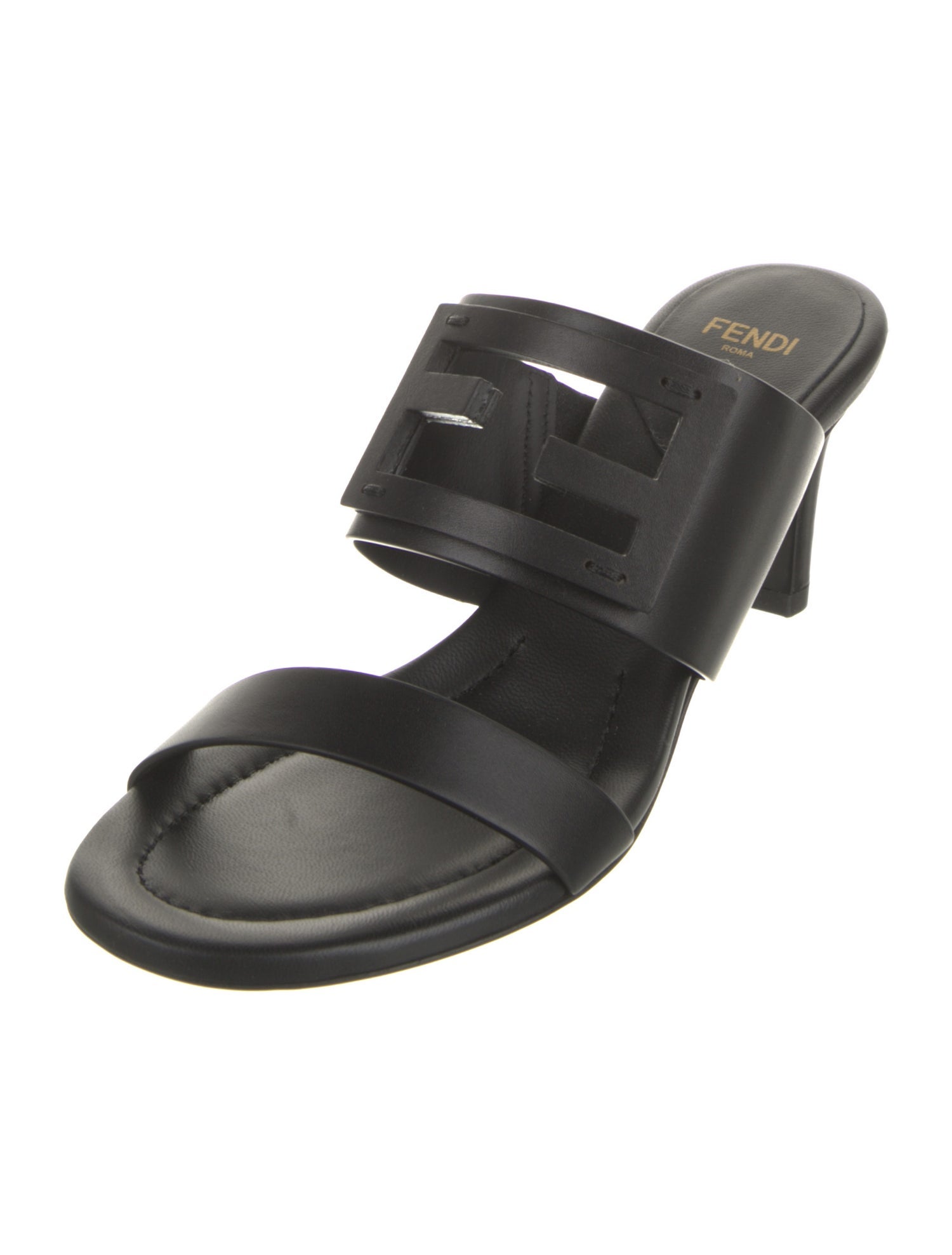 Fendi Zucca FF Logo Leather Slides w/ Tags
