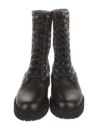 Fendi Zucca FF Logo Leather Combat Boots