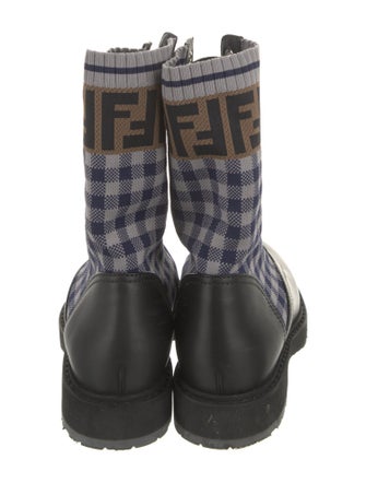 Fendi Zucca FF Logo Leather Combat Boots