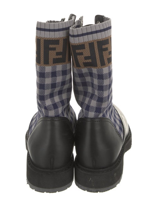 Fendi Zucca FF Logo Leather Combat Boots