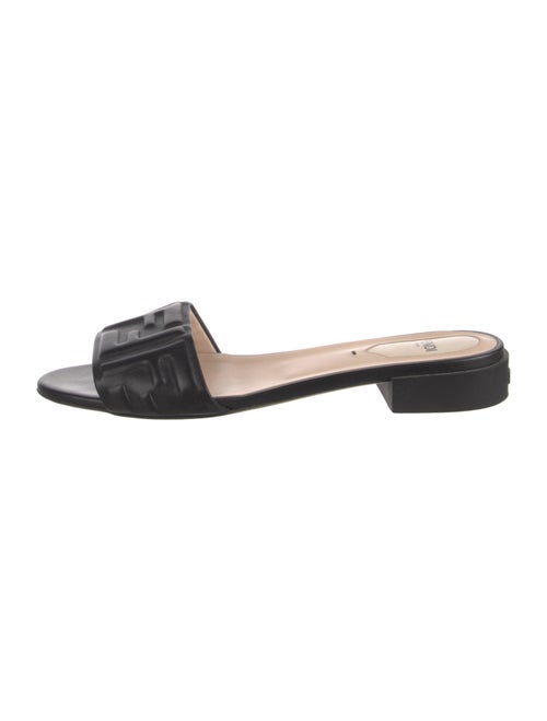 Fendi Zucca FF Logo Leather Slides