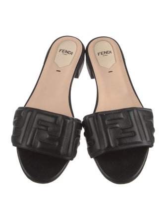 Fendi Zucca FF Logo Leather Slides