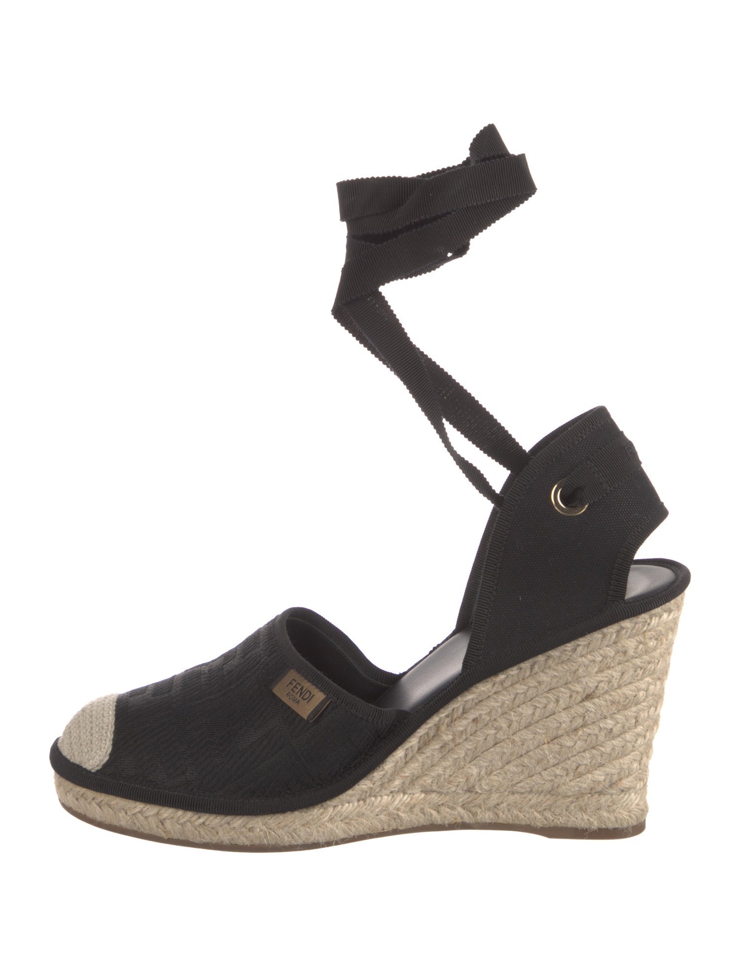 Fendi Zucca FF Logo Grosgrain Trim D'Orsay Pumps