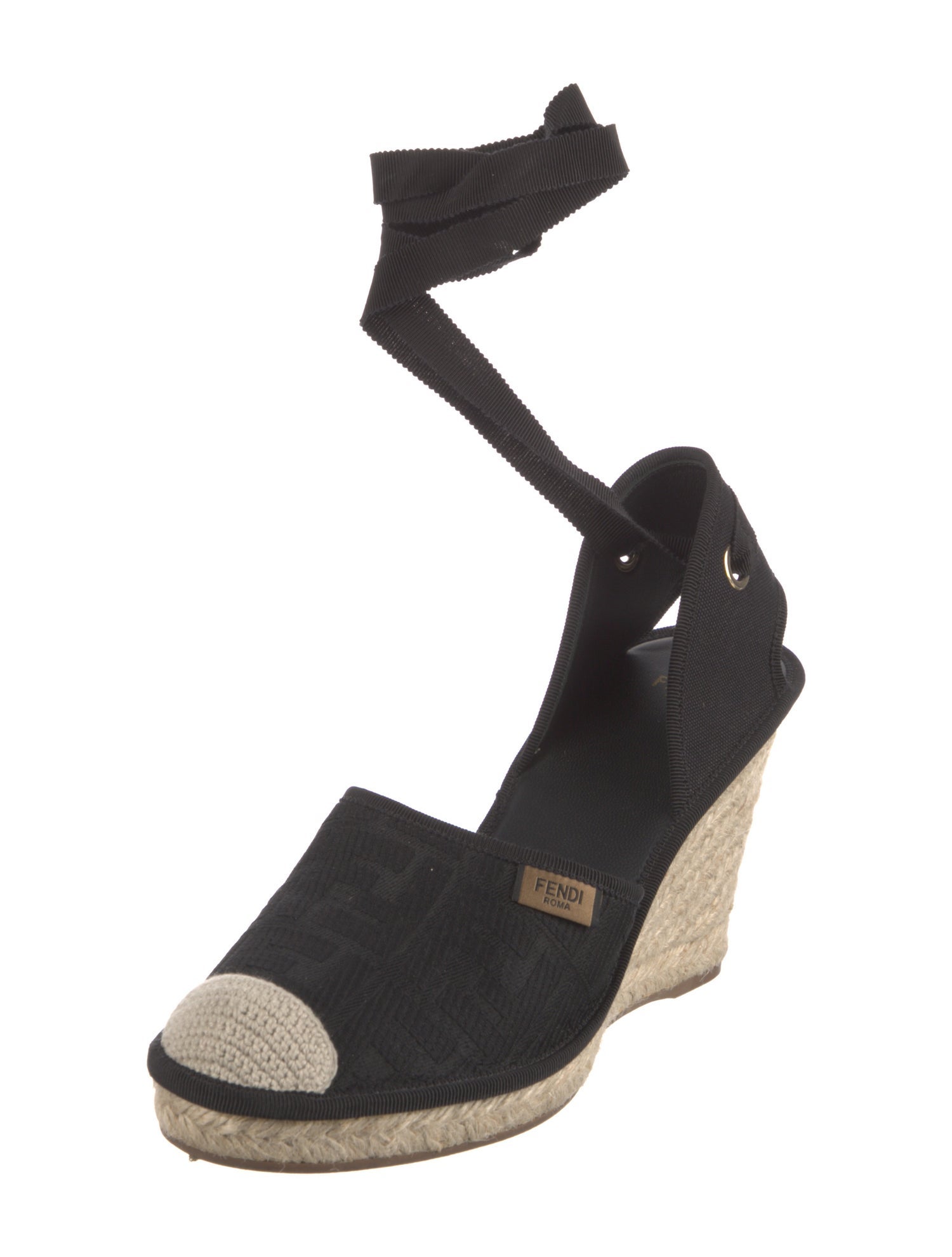 Fendi Zucca FF Logo Grosgrain Trim D'Orsay Pumps