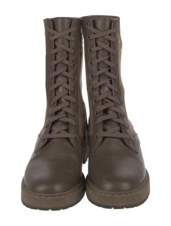 Fendi Zucca FF Logo Leather Combat Boots