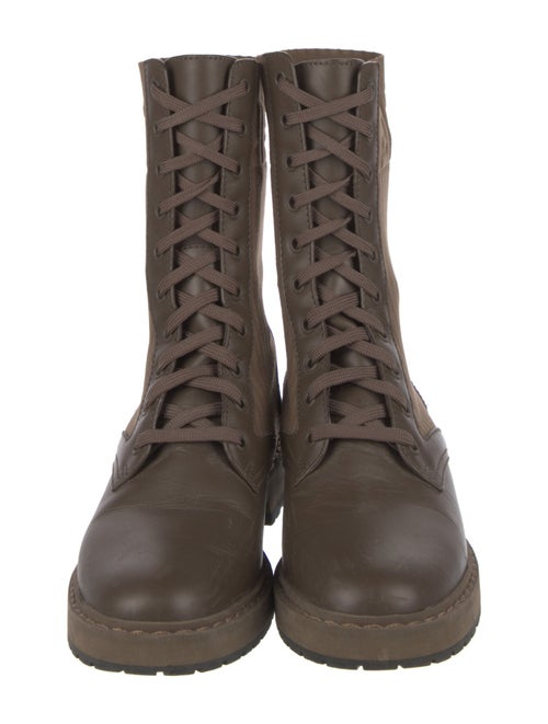 Fendi Zucca FF Logo Leather Combat Boots