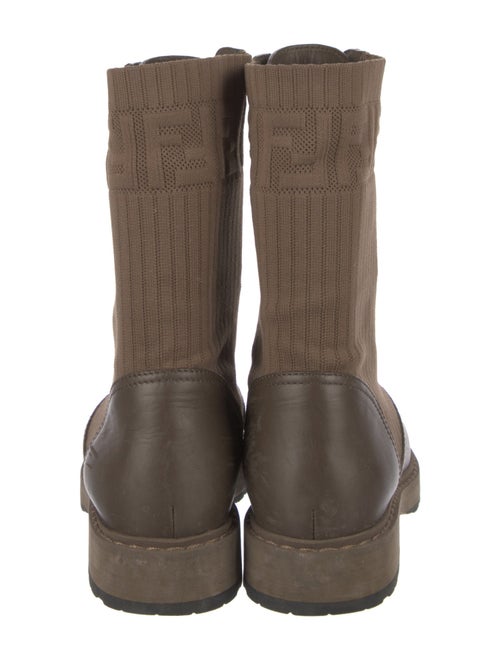 Fendi Zucca FF Logo Leather Combat Boots