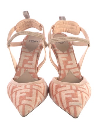 Fendi Zucca FF Logo Terry Cloth Slingback Pumps