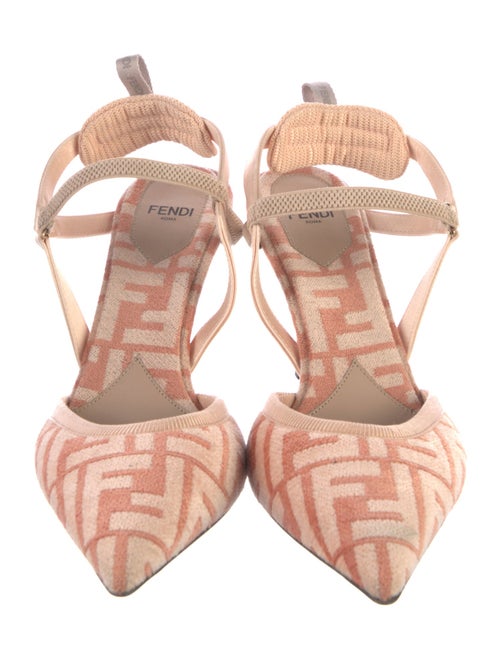 Fendi Zucca FF Logo Terry Cloth Slingback Pumps