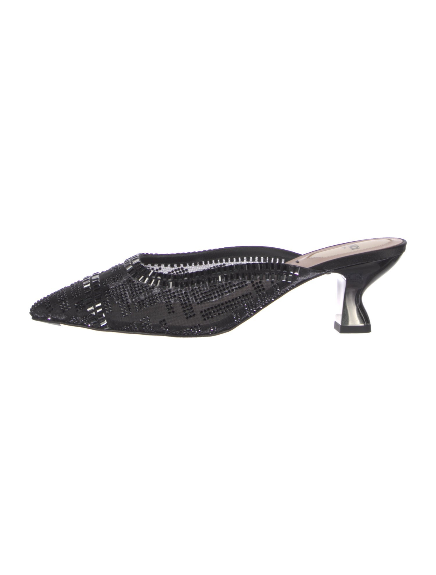 Fendi Mesh Crystal Embellishments Mules