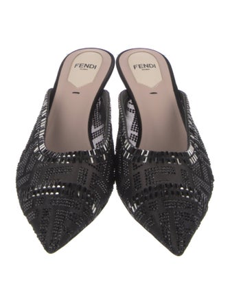 Fendi Mesh Crystal Embellishments Mules