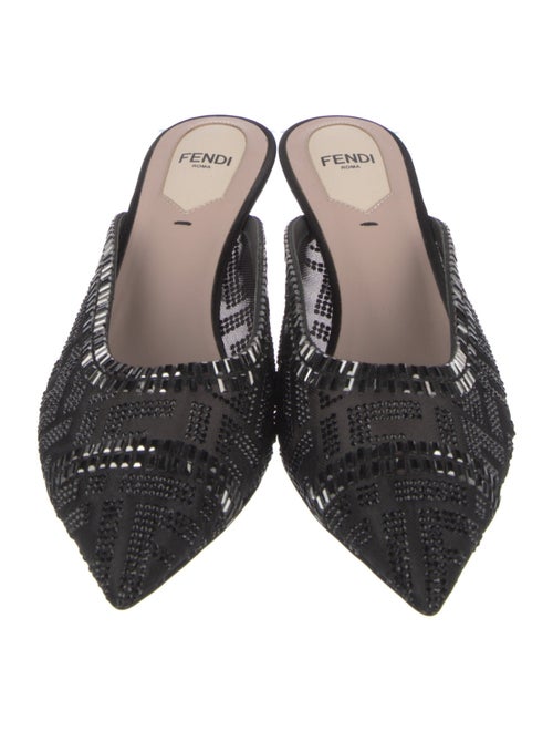 Fendi Mesh Crystal Embellishments Mules
