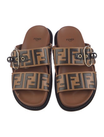Fendi Leather Printed Slides