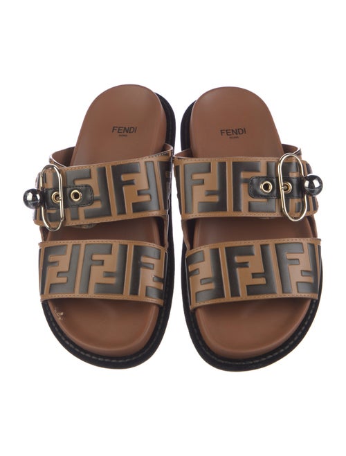 Fendi Leather Printed Slides