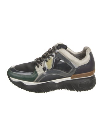Fendi Leather Colorblock Pattern Sneakers