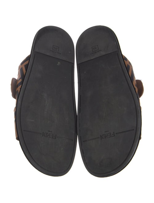 Fendi Zucca FF Logo Leather Slides