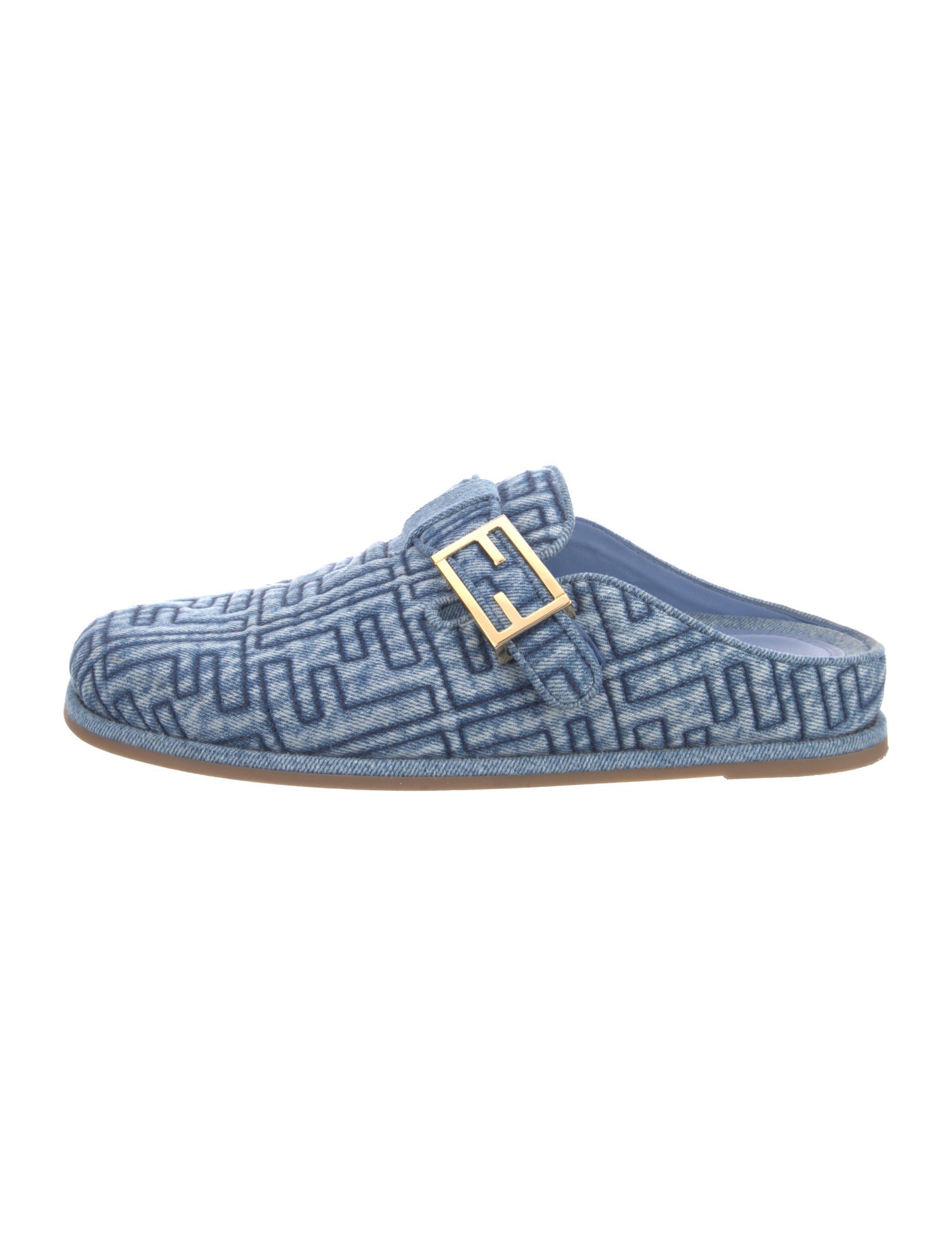 Fendi Denim Printed Mules