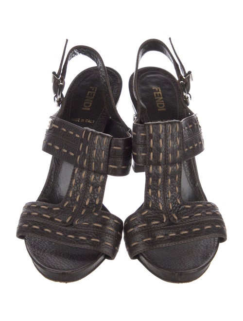 Fendi Selleria Leather Slingback Sandals