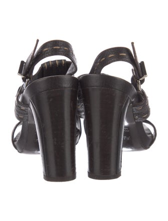 Fendi Selleria Leather Slingback Sandals