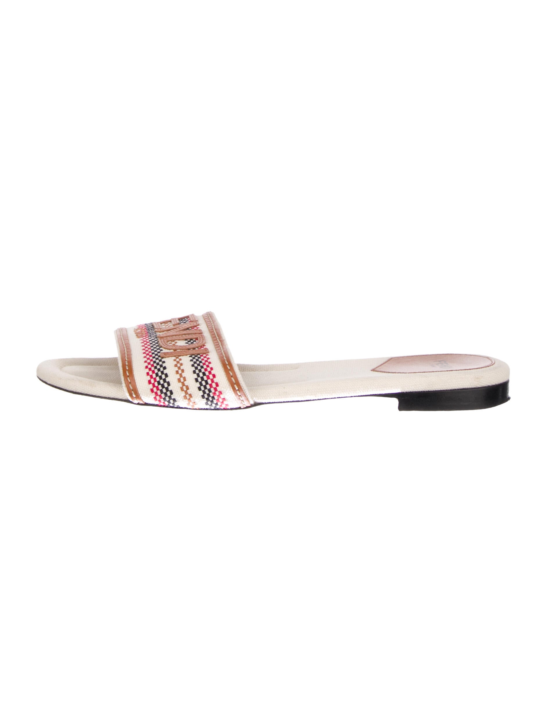 Fendi Printed Embroidered Accent Slides