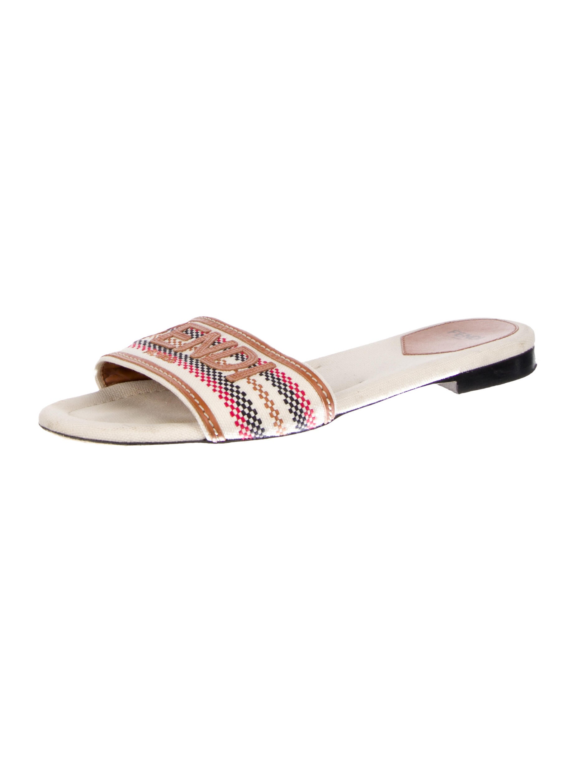Fendi Printed Embroidered Accent Slides