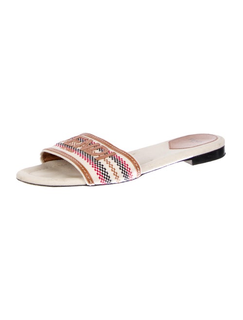 Fendi Printed Embroidered Accent Slides