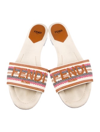 Fendi Printed Embroidered Accent Slides
