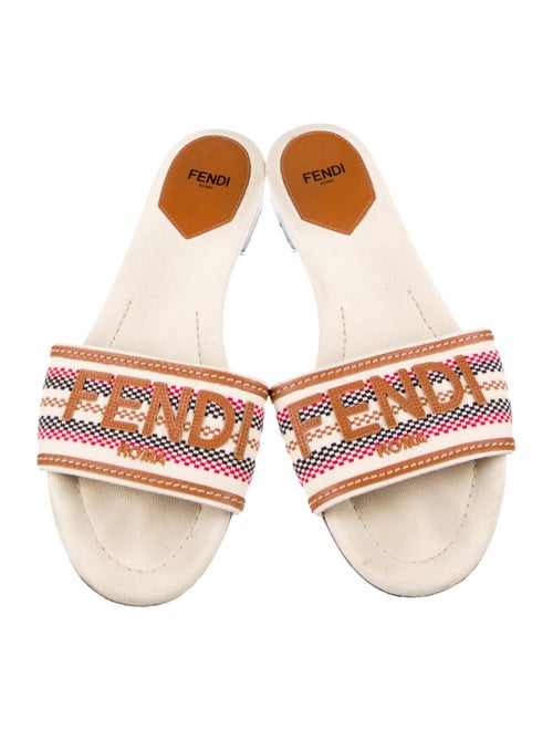 Fendi Printed Embroidered Accent Slides