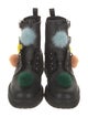 Fendi Leather Pom-Pom Embellishments Combat Boots